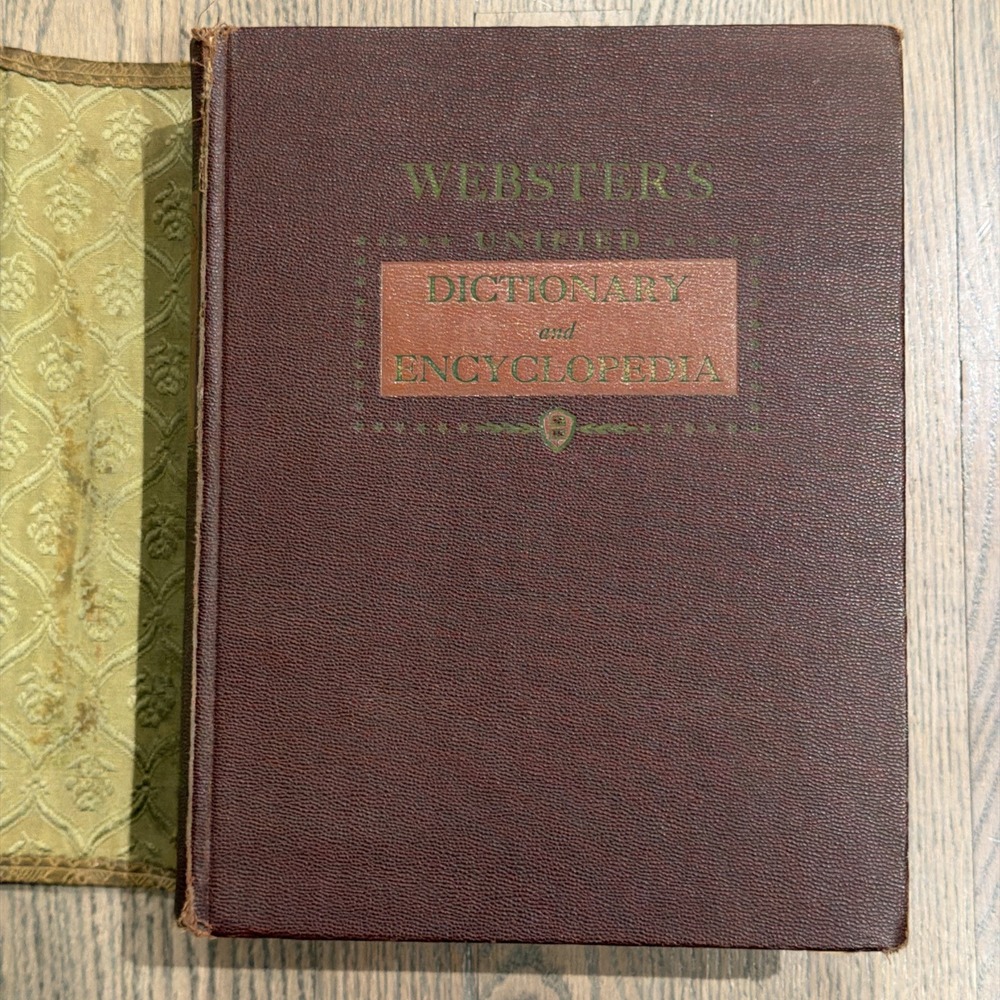 Webster's Unified Dictionary Encyclopedia Illustrated Vtg 1954 With Fabric Cover